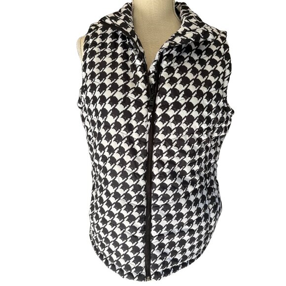 Jason Maxwell Cat Print Quilted Puffer Vest Women’s M Black White - Picture 3 of 10